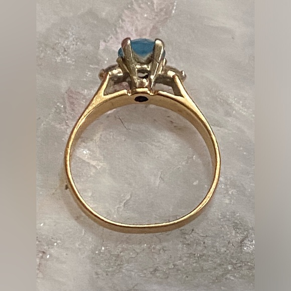 ON SALE 🤩 14k Yellow Solid Thick Heavy Gold Diamond Topaz Ring #8052 Stamped ST - Picture 10 of 12